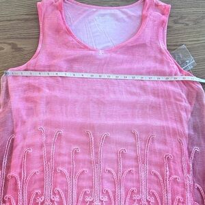 Soft Surroundings Blush Pink Silk Top w/gorgeous embroidery, fully lined,